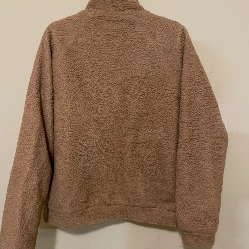 Sz L Men forever21 FOREVER 21 Fleece Zip Up Coat Jacket Men's Large Camel Tan - Picture 2 of 5